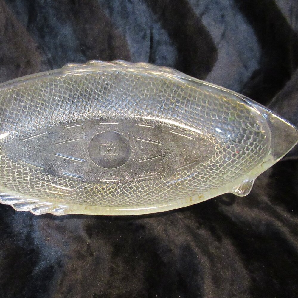 Vintage Glassbake Clear Glass Fish Shaped Oven-Proof Casserole Dish